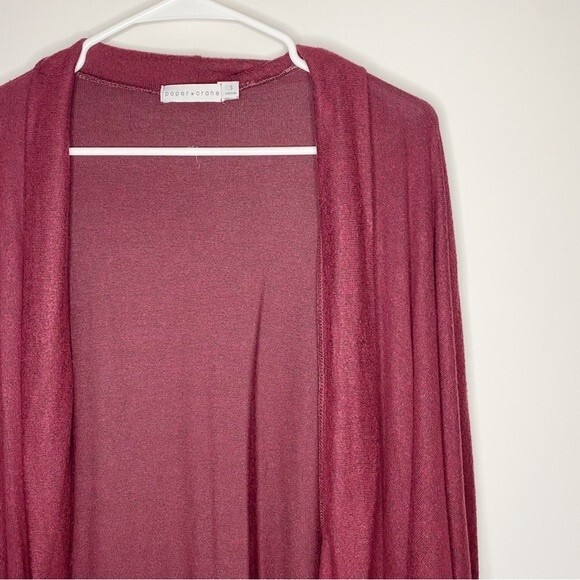 Paper Crane Maroon Cardigan Dolman Open Front Sweater Size Small - Picture 2 of 7